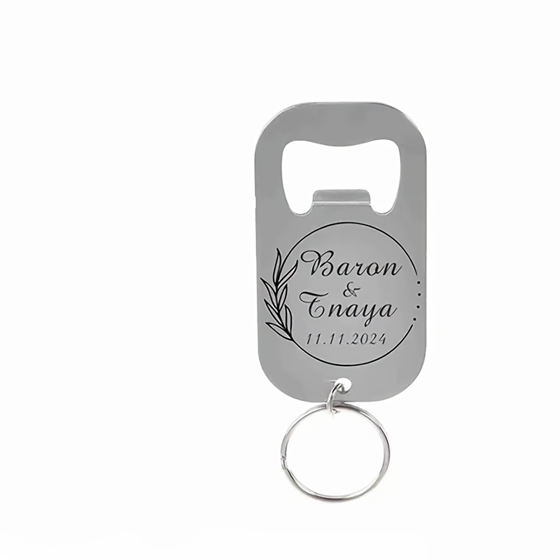 TEMU 2/5/10/20/30pcs Personalized Engraved Stainless Steel Bottle Opener Keychain, Custom Heart-shaped Wedding Keepsake Bottle Opener
