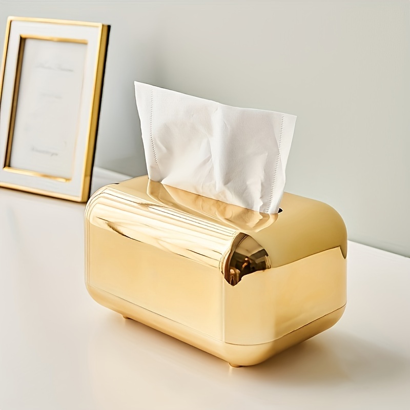 TEMU 1pc Ldq Vintage- Bread Tissue Box, Electroplated Luxury , 2 , Abs Material, Commercial Personal Hygiene Organizer, Clutter-free Storage For Bathroom Accessories