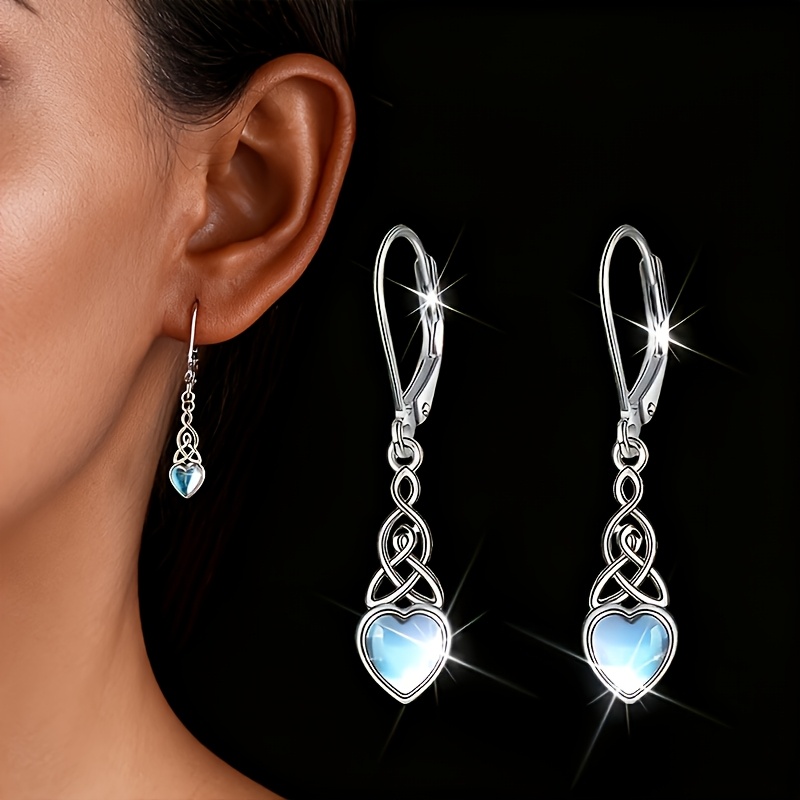 Image of 1 Pair Heart-shaped Drop Earrings, Fashionable And Minimalist Women's Knot Earrings, Hypoallergenic, Suitable For Daily Commuting And Evening Parties; Jewelry Gift For Mother, Wife, Girlfriend