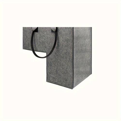 1pc large capacity foldable felt storage basket with handle modern portable stair organizer for toys books clothes socks versatile polyester blend fabric basket for home use laundry baskets
