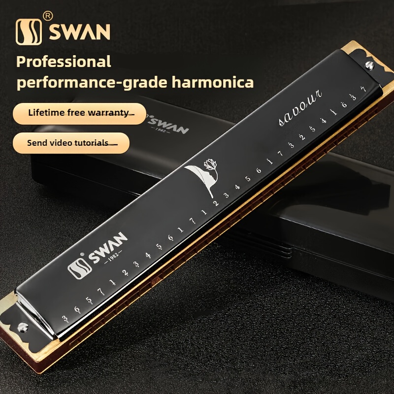 swan 28 hole chromatic harmonica key wide sound range - Temu