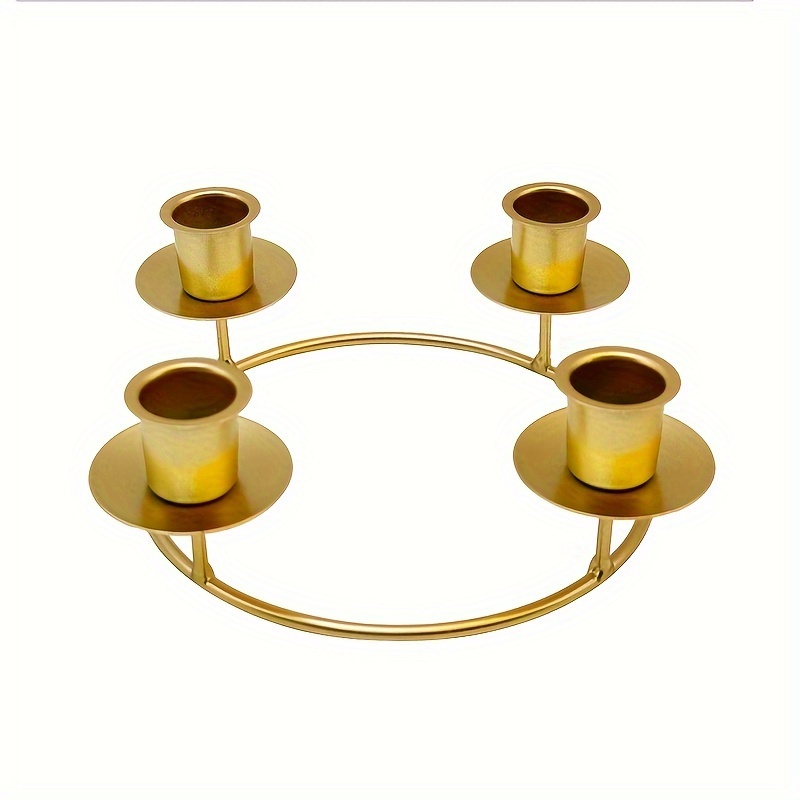 TEMU 1pc Festive Christmas Candle Holder - Elegant Tabletop Decor For Holiday Atmosphere, Durable Plastic/metal Construction