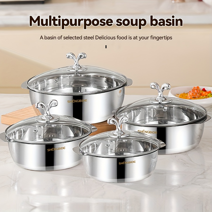 

Stainless Steel Soup Pot Set With - Cooking Pots For Home And Restaurant Use, Compatible With Electric Stovetops, Ideal For Soups, , Noodles, And Seafood - Perfect Christmas/halloween Gift