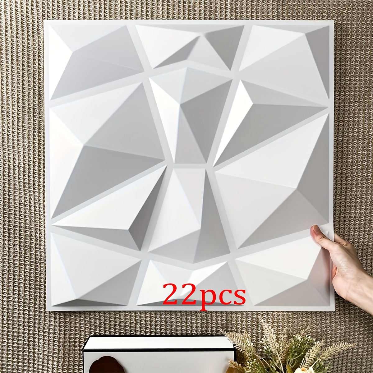 Image of 1pc/12pcs/22pcs Diamond Design Decorative 3d Wall Panels, 30cm X 30cm Matte White/black, Home Decor Wall Stickers, Home Decoration, Decorating Room, Wall Art