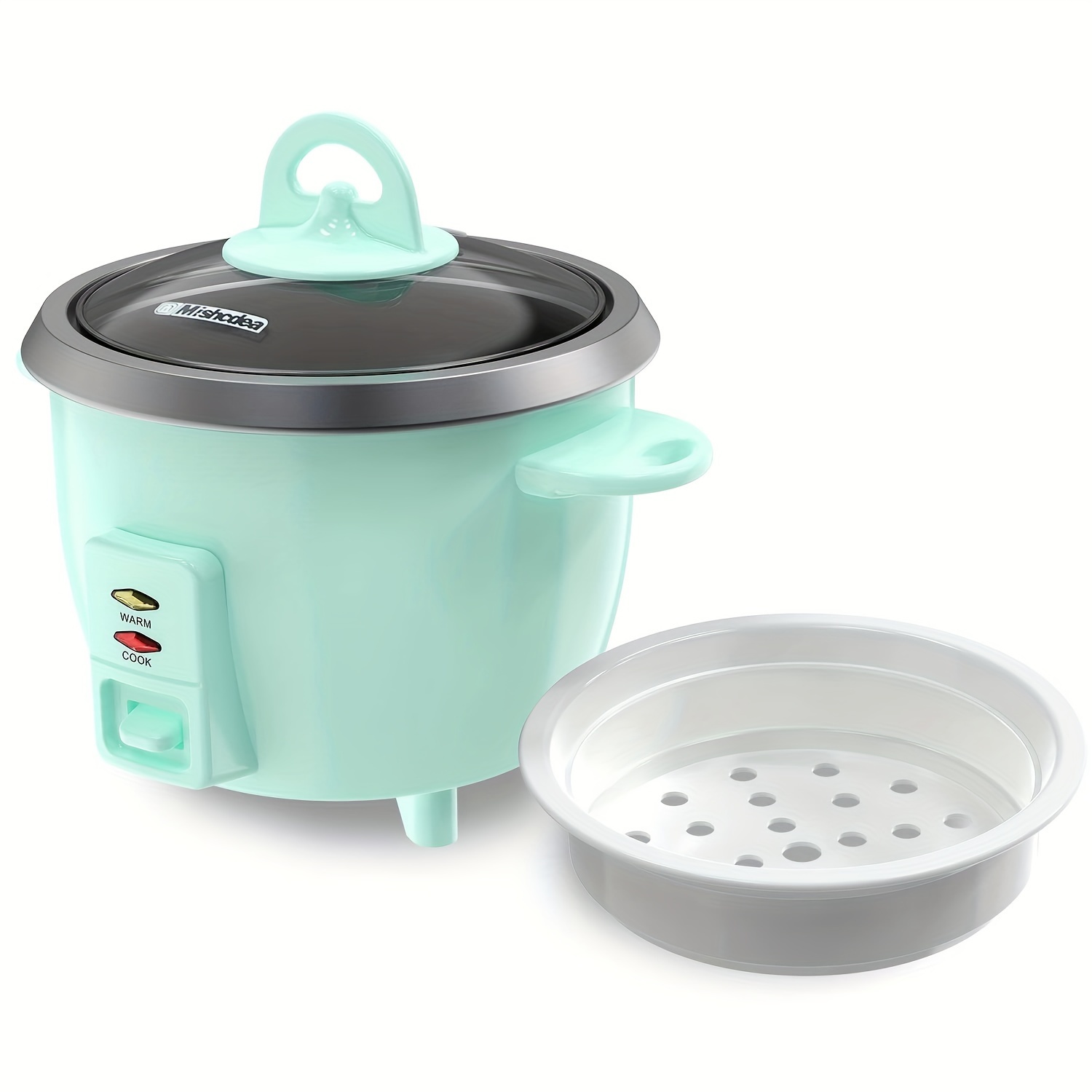 

[minimalist Style] Compact Electric Rice Cooker, 1.2l Capacity, Pastel Mint Green, 110v-130v, Aluminum Alloy, Transparent Glass Lid, Dorms, Apartments & Small Kitchens