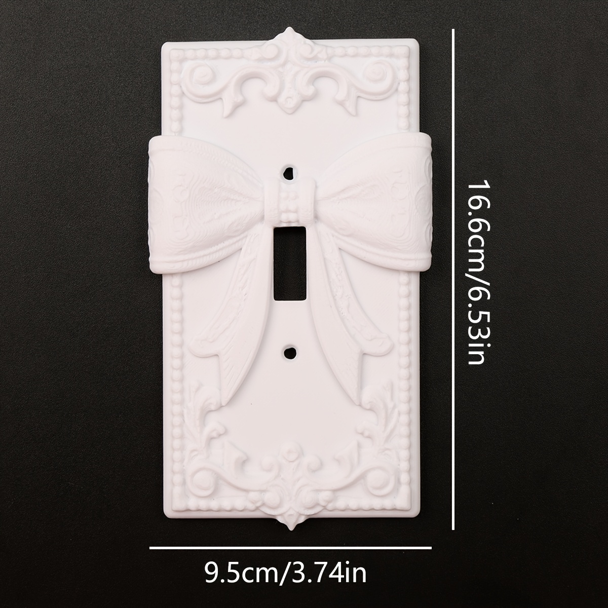 TEMU 1pc White Vintage Baroque Decorative Scroll Relief Light Switch Plate, 3d Printed Large Bow Decoration, Elegant And Chic Single Toggle Wall