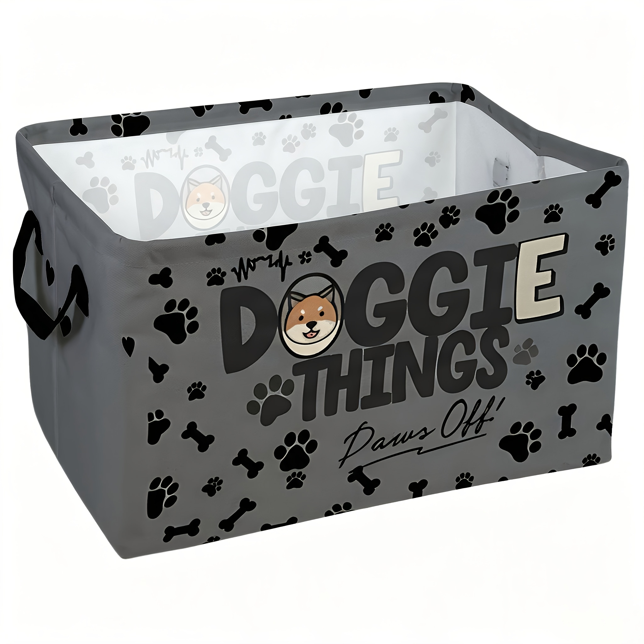TEMU Dokriy 1pc Printed Open Storage Box For Dogs. This Open Storage Basket Features A Design, 