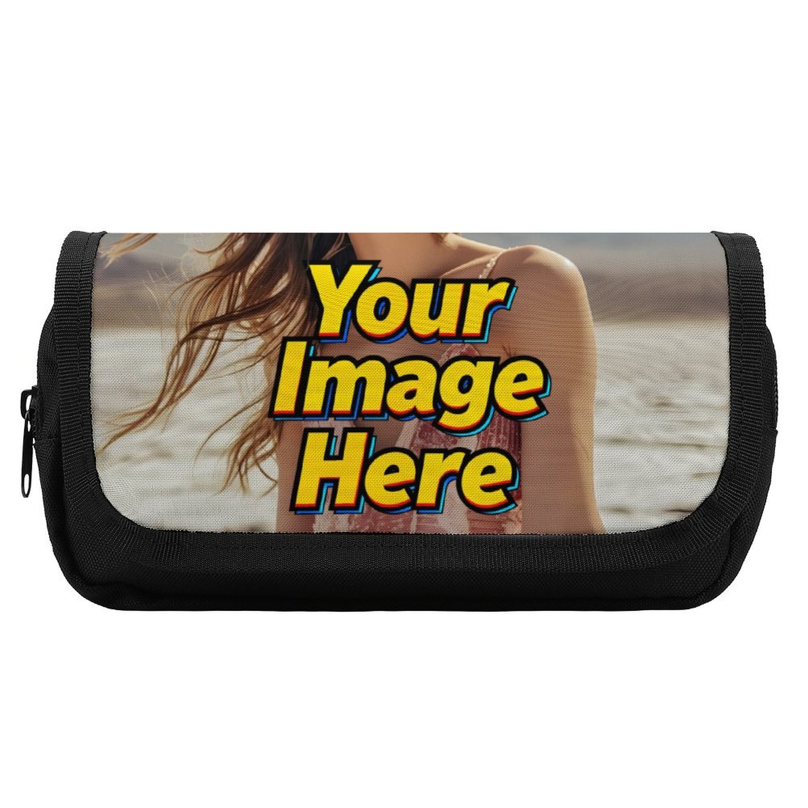 TEMU Trousse à crayons personnalisée double couche, étui à crayons personnalisé avec /photo/logo et fermeture éclair, organisateur de fournitures