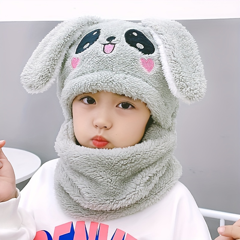 1pc Hat Autumn Winter Warm Hat Scarf 1pc Cute Unisex Kids Beanie