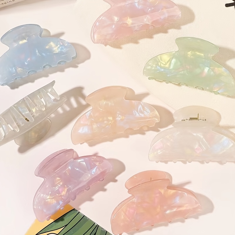 Image of 8-pack Cute Square Headed Hair Clips, Pvc Hair Accessories, Middle Size, Color Matching Design, Christmas