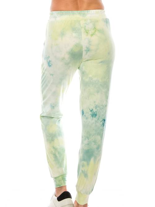 1pc womens tie dye drawstring jogger sweatpants polyester blend elastic waist pockets tapered fit soft jersey 3 4 length sporty style for running yoga workout home loungewear seasonal athletic pants