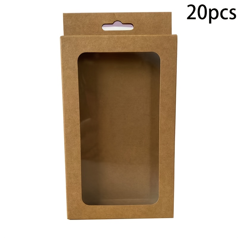 TEMU de regalo de embalaje de 20 piezas con ventana de papel, de papel rectangular, adecuada para empaquetar artículos pequeños como fundas