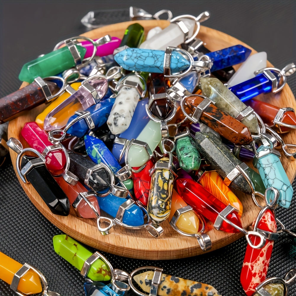 40pcs Hexagonal Column Pendulums for DIY Jewelry Making