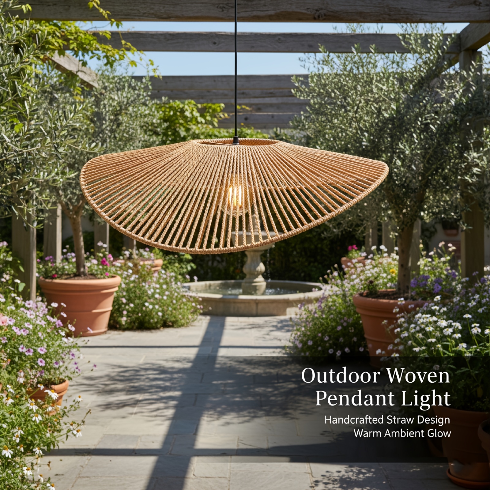 outdoor boho rattan pendelleuchte lampenschirm handgewebtes