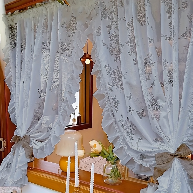 TEMU 1pc Elegant Window Curtain - Semi-sheer Filtering Light Privacy Window Drapes With Rod Pocket, Machine Washable Polyester Window Treatments For