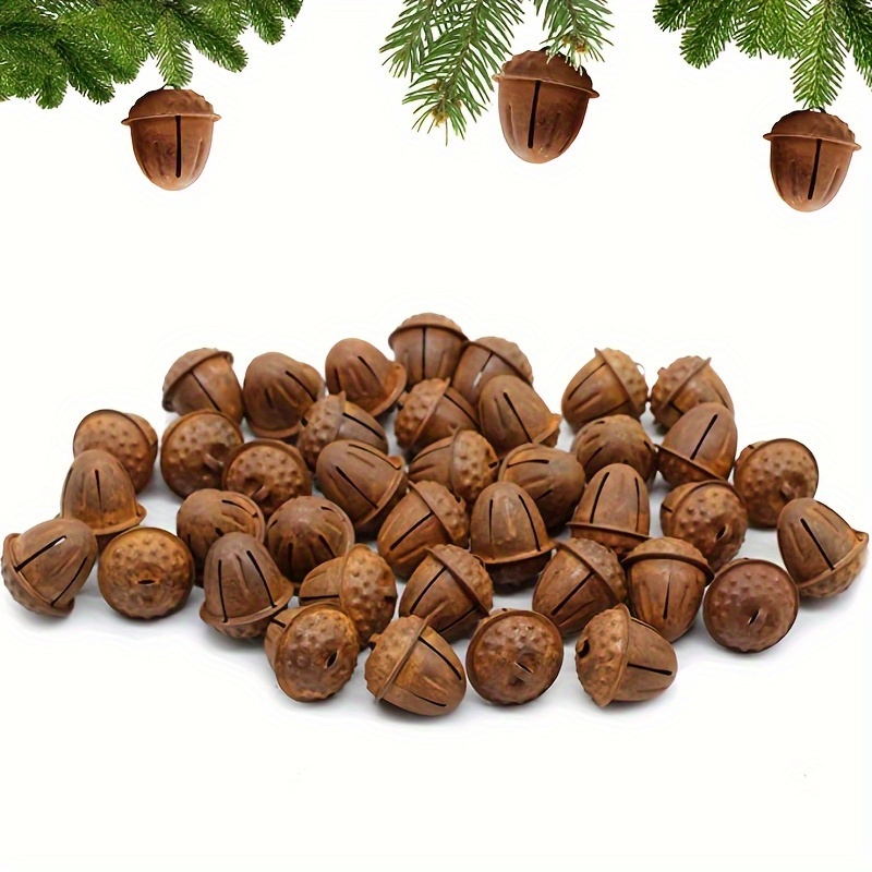 

Rustic Tin Acorn Bells: Set Of 10 For Festive Decor - Perfect For Christmas, Thanksgiving, And More