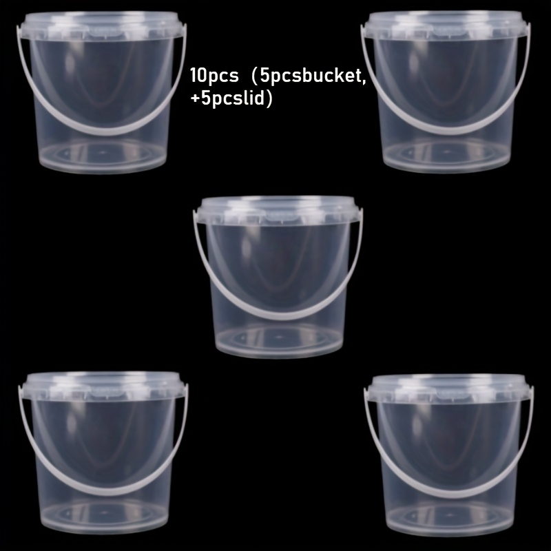 Image of 10pcs 5pcs Bucket, +5pcs Lid Fruit Shape Sealing Container With Lid, Food Grade Plastic Storage Jars For Yogurt Ice Cream Dessert, Microwave Freezer Safe, Picnic Camping