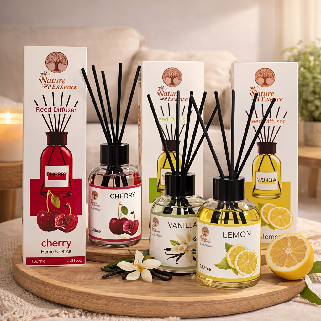 130ml glass bottle reed diffuser flameless air freshener with fruity and floral scents   home fragrance for bedroom living room office long lasting     diffuser
