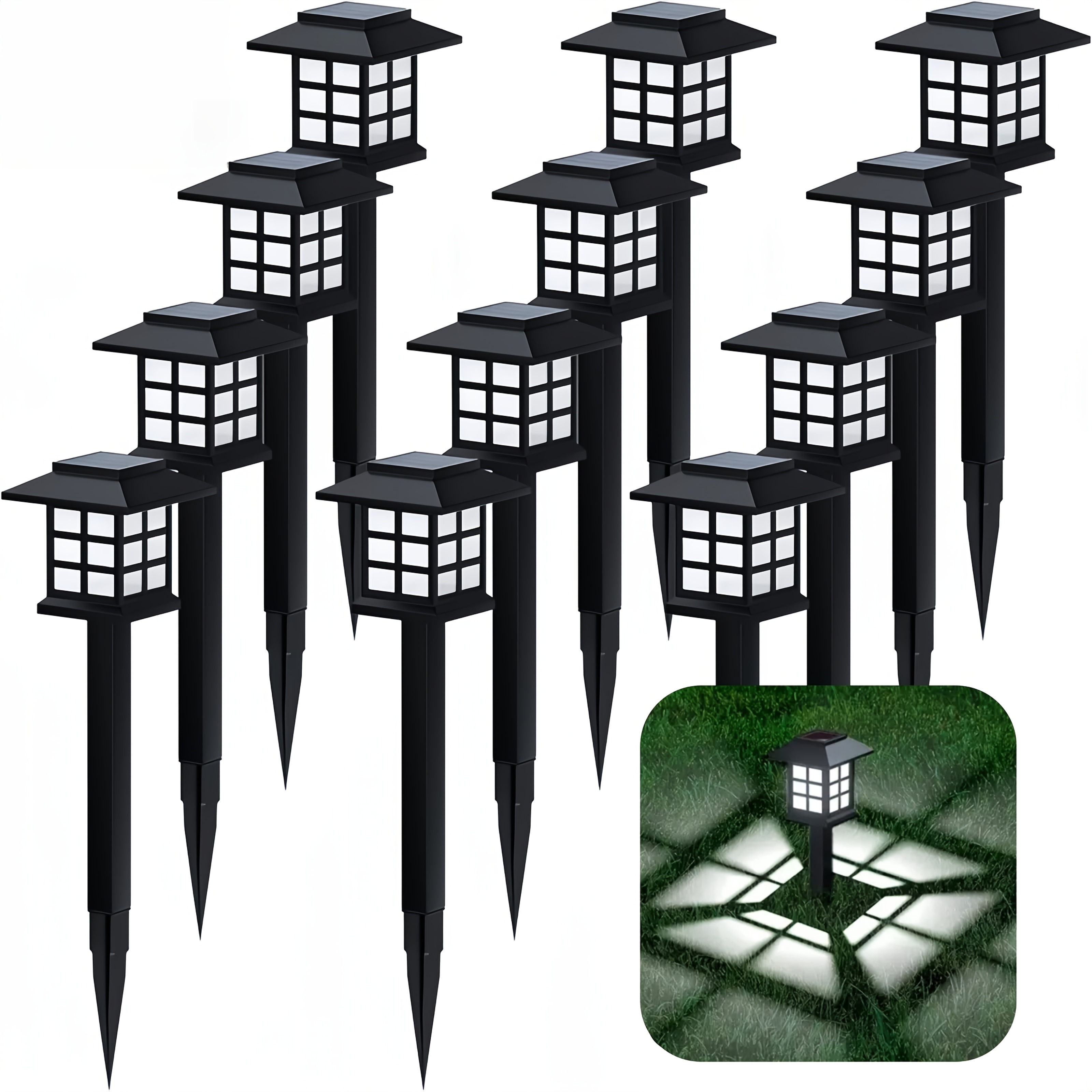 

12/24pcs Solar Lawn Lights, Outdoor Garden Pathway Lighting, -style Solar-powered Ground Stakes For Patio, Deck, And , Includes Installation Hardware, Outdoor Solar Lights