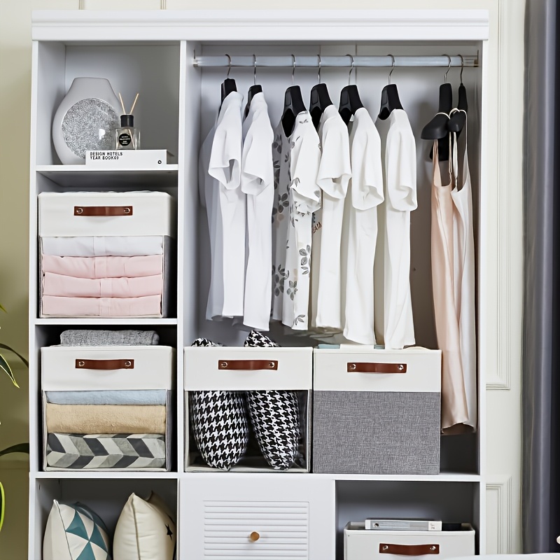 4-Pack Cube Storage Bins with Handles for Clothes Storage