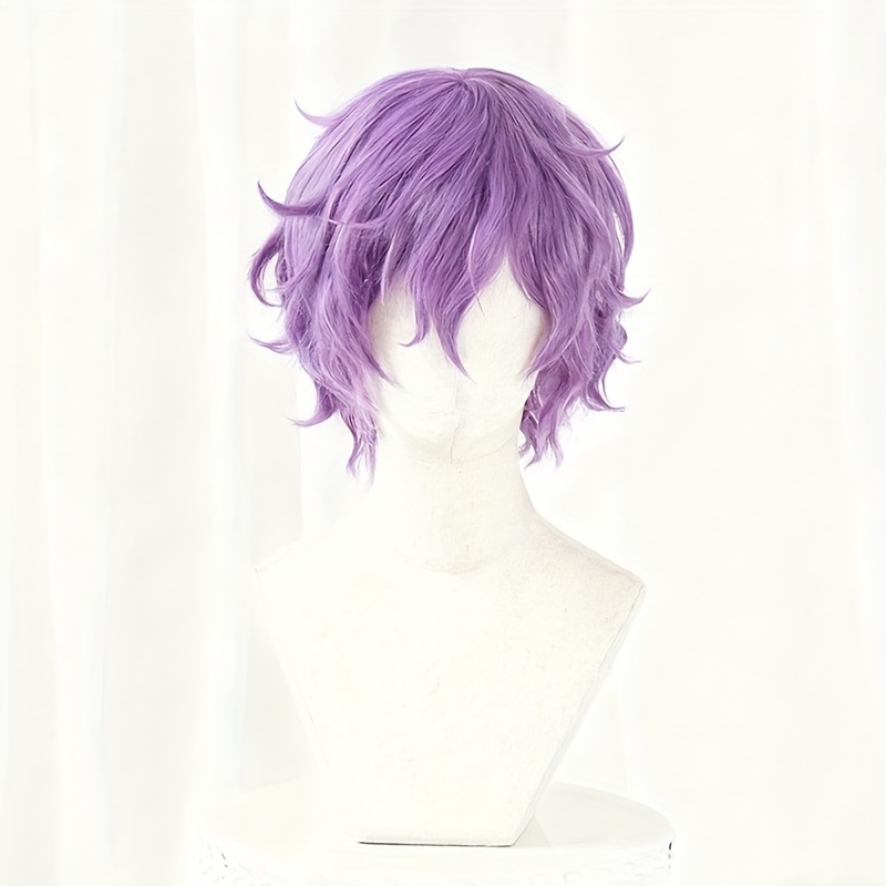 TEMU Men's Dressing Wig Suitable For All, Purple Layered Short Hair Easy To Style, Wig For Parties, Halloween, Christmas, Festive Carnival Dress-up