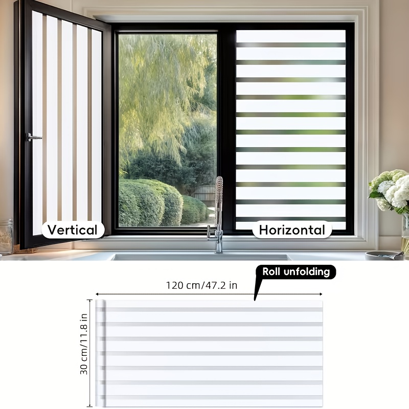 E-shop 1 Rolle 30*120 cm Selbstklebende statische Adsorption Fensteraufkleber, mit gestreiften, mattierten Glasabdeckungsaufklebern,