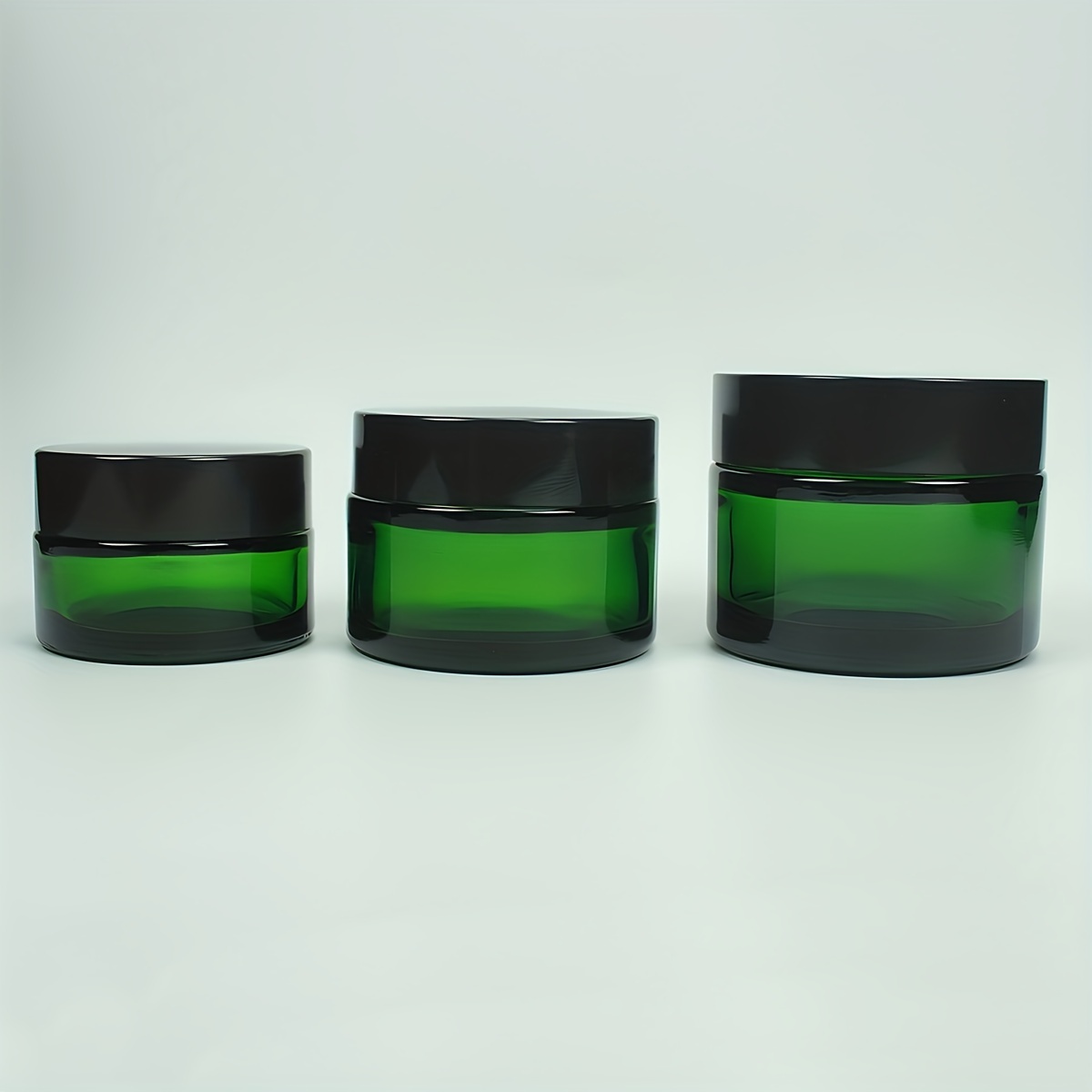 

1-piece Green Glass Cosmetic Jar With Pp Liner And Abs Flip Top Lid - Unfragranced Reusable Cream Container For Home And Travel Use