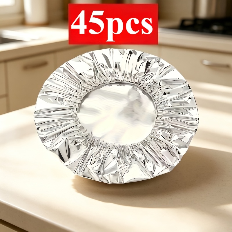 TEMU 45pcs Reusable Insulated Aluminum Foil Food Covers, Keeps And Warm, Suitable For Bowls, Plates, Dishes, Kitchenware, Picnic Supplies, Travel