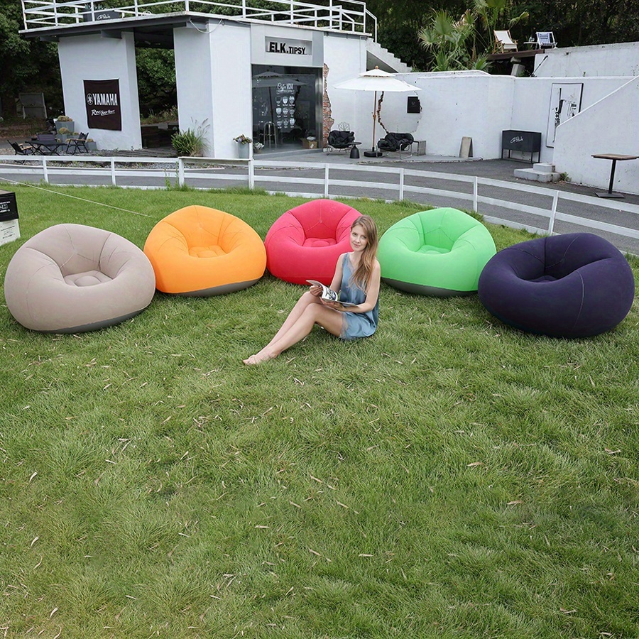 new lazy plush sofa foldable gray outdoor portable single inflatable sofa   chair