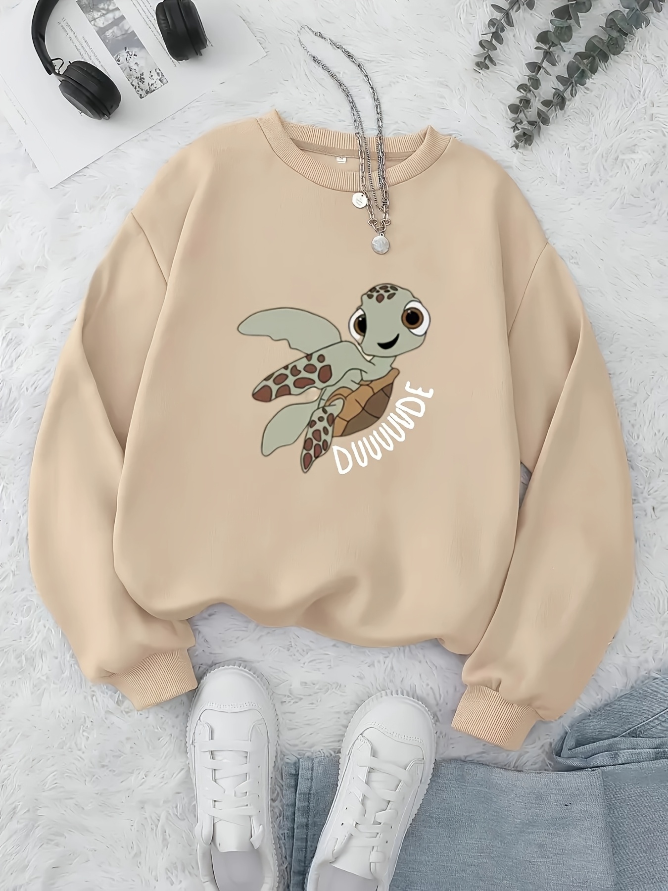 nvzhuangshishangweiyi sweatshirt décontracté à col rond - Temu France