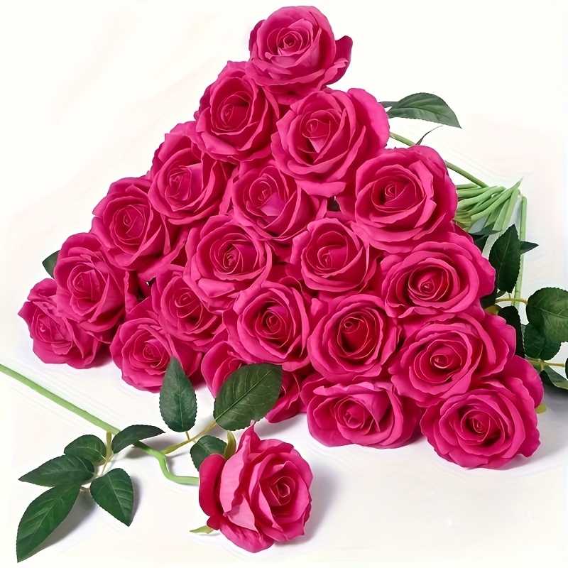 10pcs Artificial Realistic Roses, No Maintenance Needed, Suitable For Wedding Centerpiece Decor, Home, Office, Party Arrangement - Durable Silk , High-quality Petals, Elegant Fake Flower Display