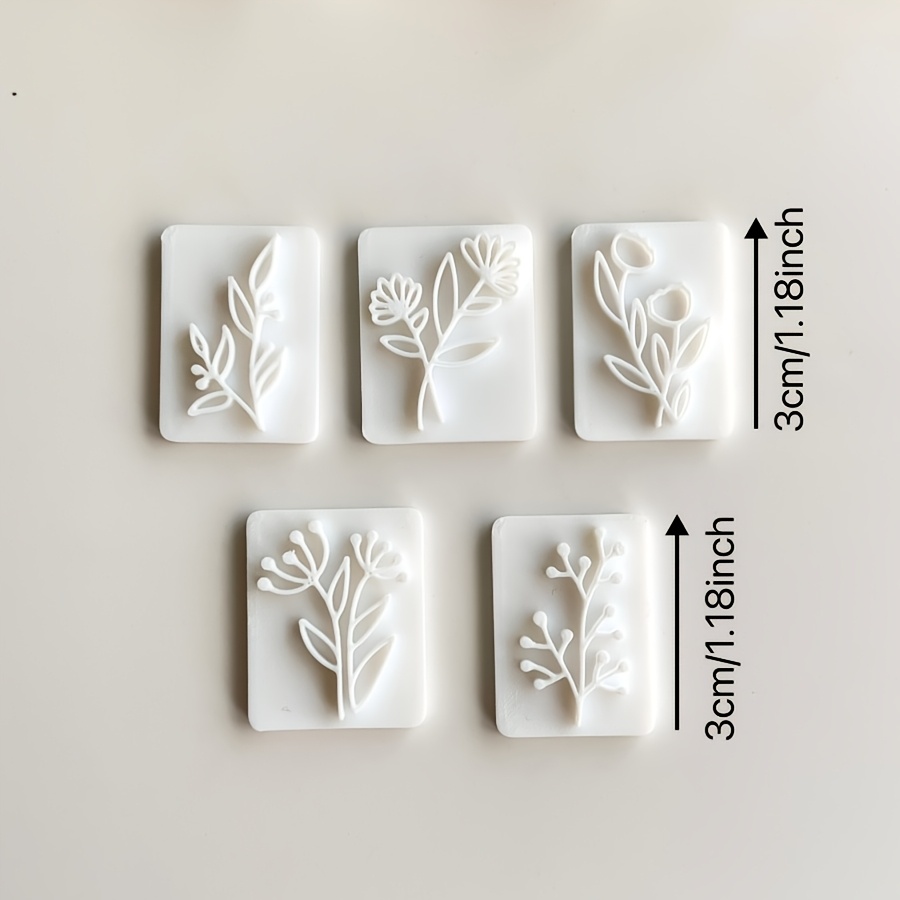 E-shop 5er-Set Blumen- & Blätter-Polymer-Klay-Formen - Robuste Kunststoffstempel für Schmuckanhänger, Charms und Bastelarbeiten - für handgemachte