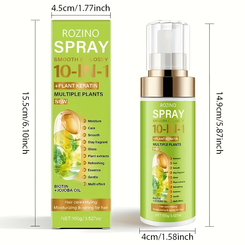 TEMU 100ml 10-in-1 Hair , With Keratin And Rosemary Blend, Providing Lasting Smoothness For Up To 72 Hours, Protecting Against Heat Damage, To Frizz,