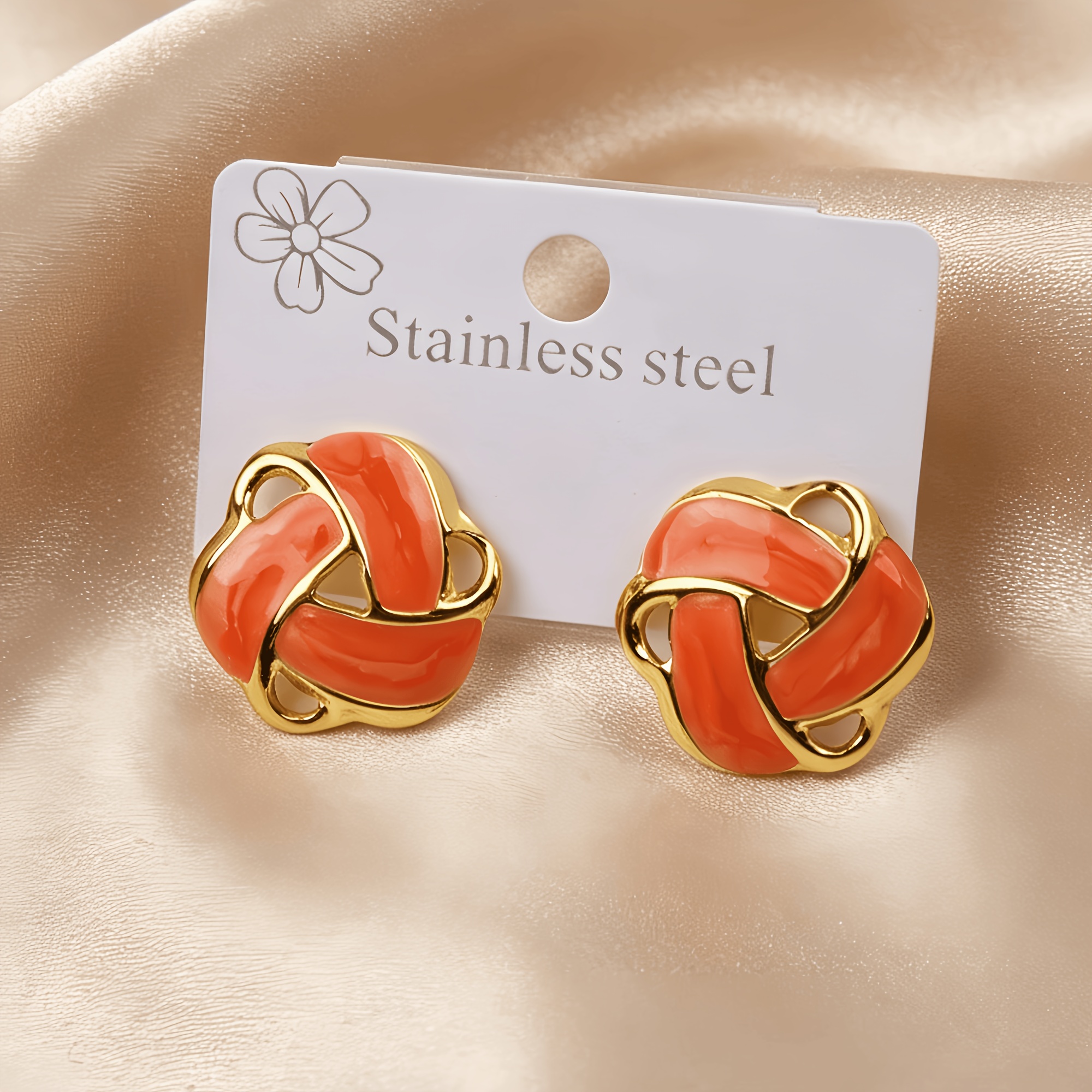 TEMU 1 Par de Aretes Franceses Románticos Elegantes Versátiles de Esmalte, Empaque en Bolsa OPP