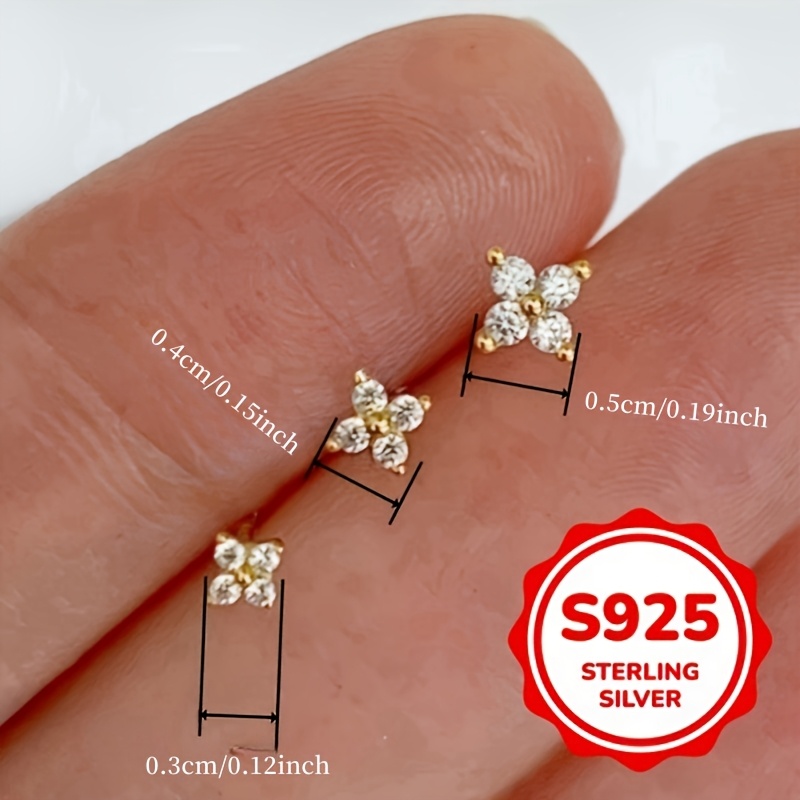 925 Sterling Silver Flower Drop Earrings with Cubic Zirconia