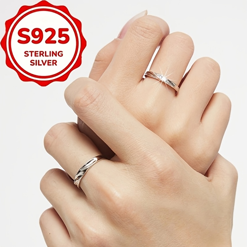 2pcs S925 Silver Möbius Twist Couple's Rings Set