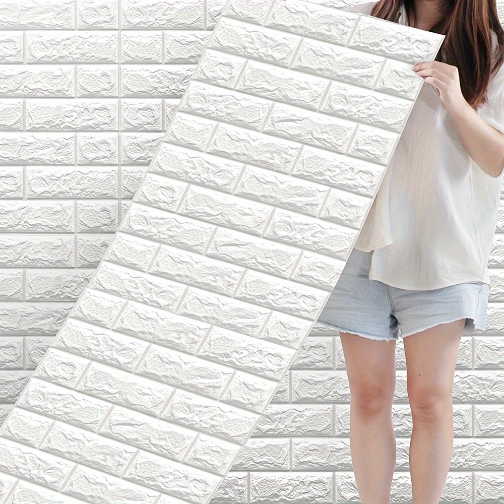 

3d Foam Self-adhesive Wall Tiles - Ps Polystyrene Hanging Decorative Tiles, Irregular Shape, Portrait Orientation, Waterproof Wall Sticker For Bedroom & Home Decor, 1 Roll (5m Long)