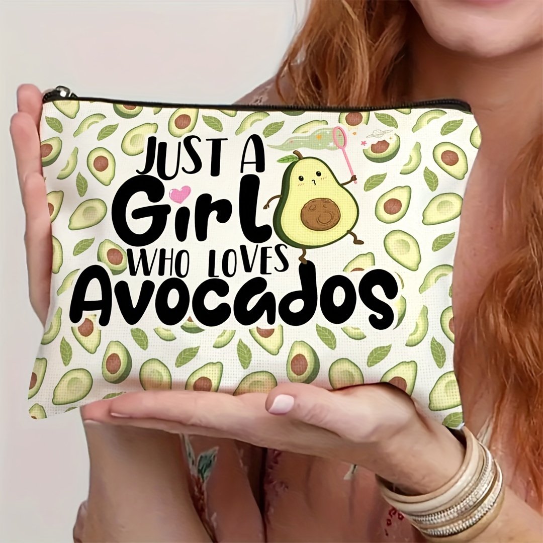 TEMU 1pc, Funny Cosmetic Bag, Lovely Avocado Cosmetic Bag, Avocado Lover Gift, Large Capacity Cosmetic Bag, Travel Cosmetic Bag, Lady Girl Sisters