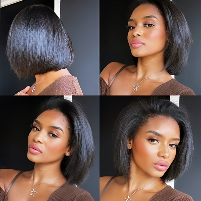 Straight BOB Wigs13*4 Deep Part Bob Wig Human Hair Wigs for Brazilian Lace Closure Bob Wig Pre Plucked with Baby Hair Natural Black