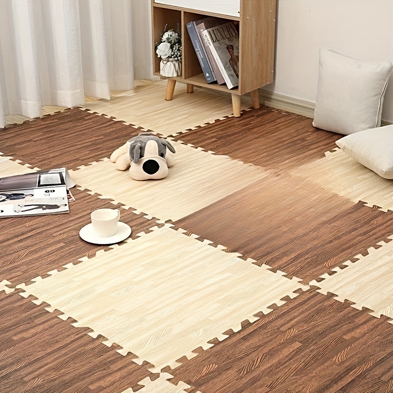 10 20pcs set wood grain foam floor puzzle mats hand washable multi functional foam carpet tiles suitable for indoor play and room decoration each piece measures 11 81x11 81 inches