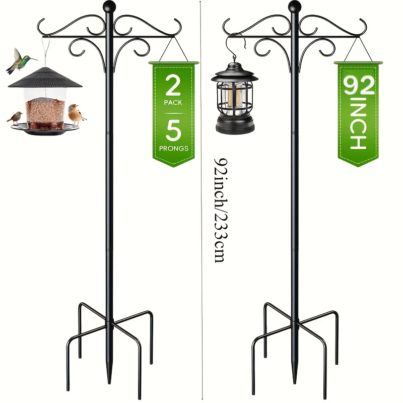 Temu – TEMU 92 Inches – Set Of 2 – Metal Adjustable Hook Bird Feeders With A 5-prong Base, – Suitable For Hanging Garden Bird Feeders, Plant Baskets,