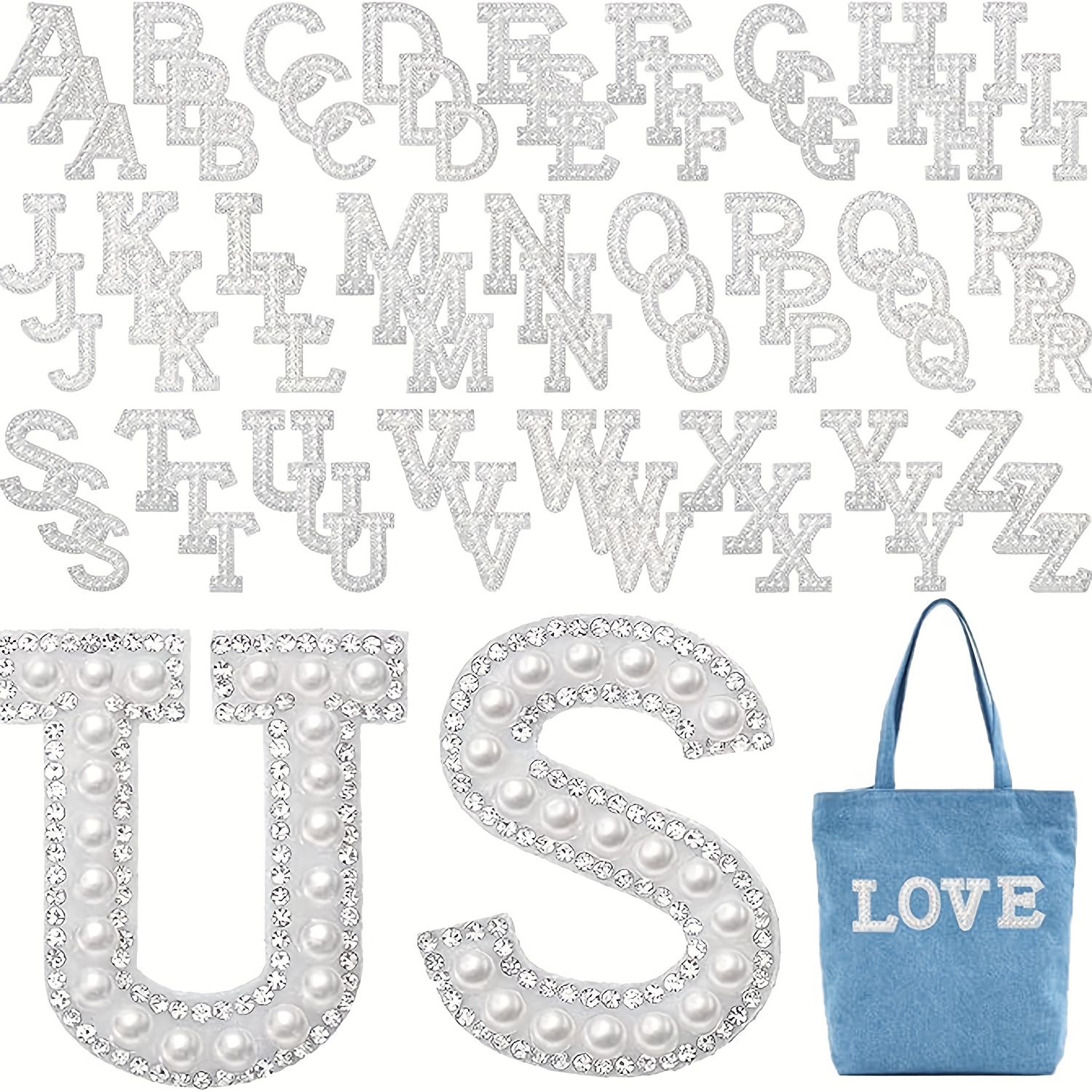 E-shop 26 Perlen Buchstaben Aufnäher Perlen Gepflegter Buchstaben Aufnäher Strass A-Z Englische Strass Glitzer Buchstaben Reparatur Stickerei Nähen