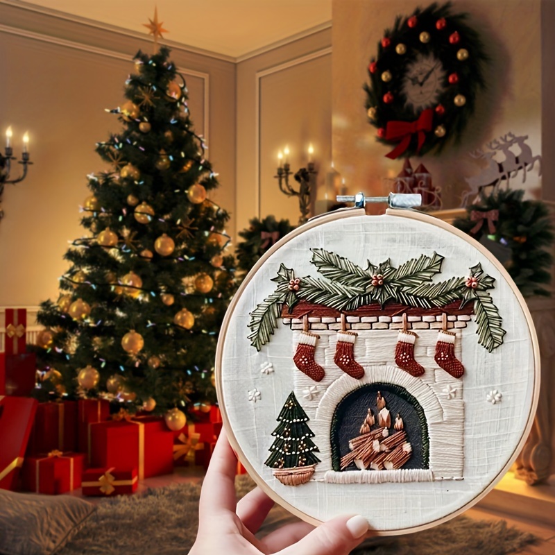 

Kit de Débutant en Broderie de Noël Complet pour Adultes - Motif Imprimé à DIY avec en Bambou, Matériaux Premium - Cadeau Idéal pour Débutants &