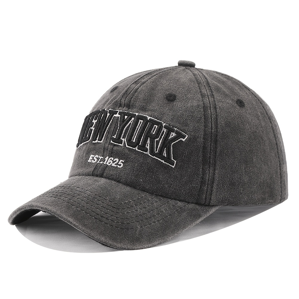 TEMU Casquette de baseball de style vintage à broderie de lettres de couleur unie avec broderie 3D , disponible en plusieurs couleurs. Un accessoire
