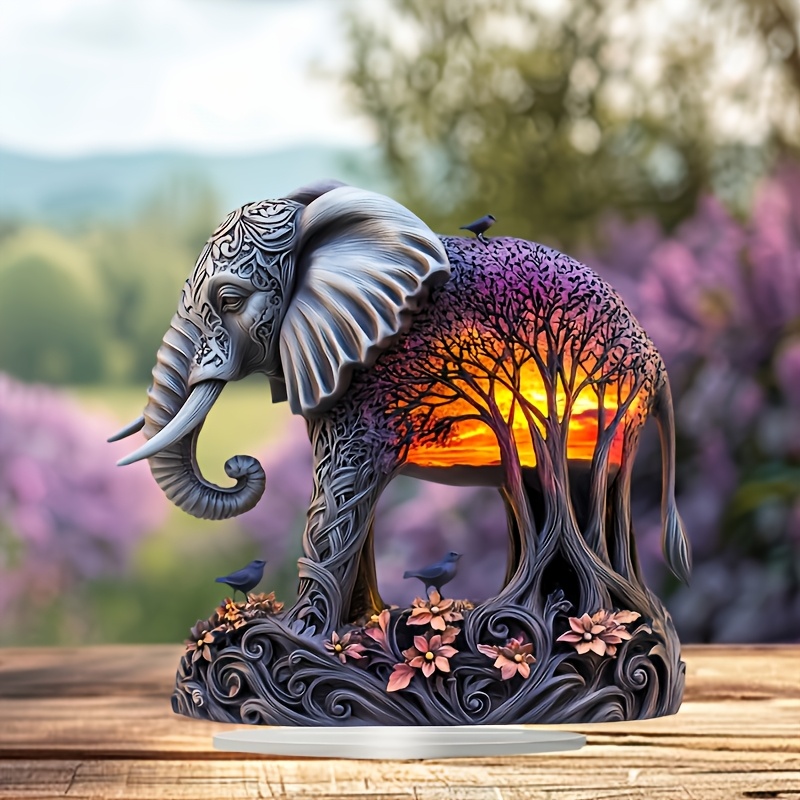 

A 2d Life-sized Elephant Figure, Decorating Your Home, Office, Or Café, Measuring 9x9 Inches.