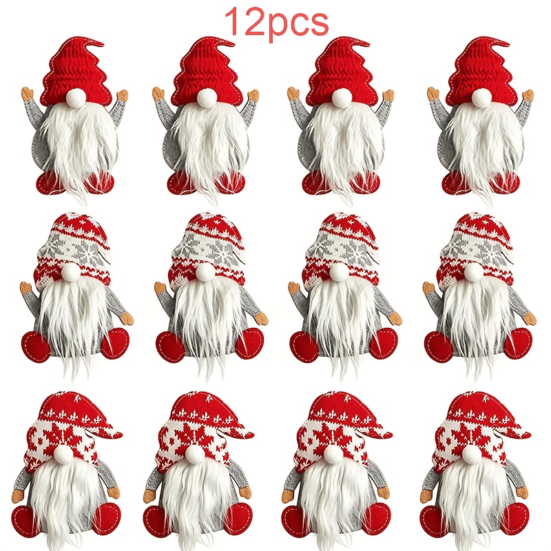 TEMU Ensemble de décoration de vaisselle de Noël 12 pièces, porte-, sac de vaisselle rouge de Père Noël, décoration de table de Noël, rangement plat
