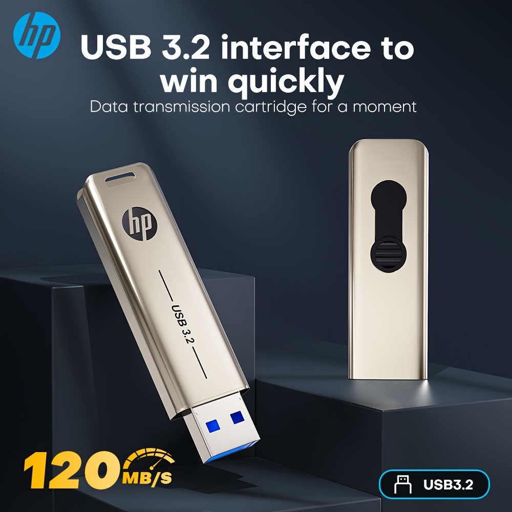 

Hp 32gb/64gb/128gb/256gb Metal Usb3.2 Flash Drive, 120mb/s , Interface Is Easy To Carry, Used For Pc, Automobile