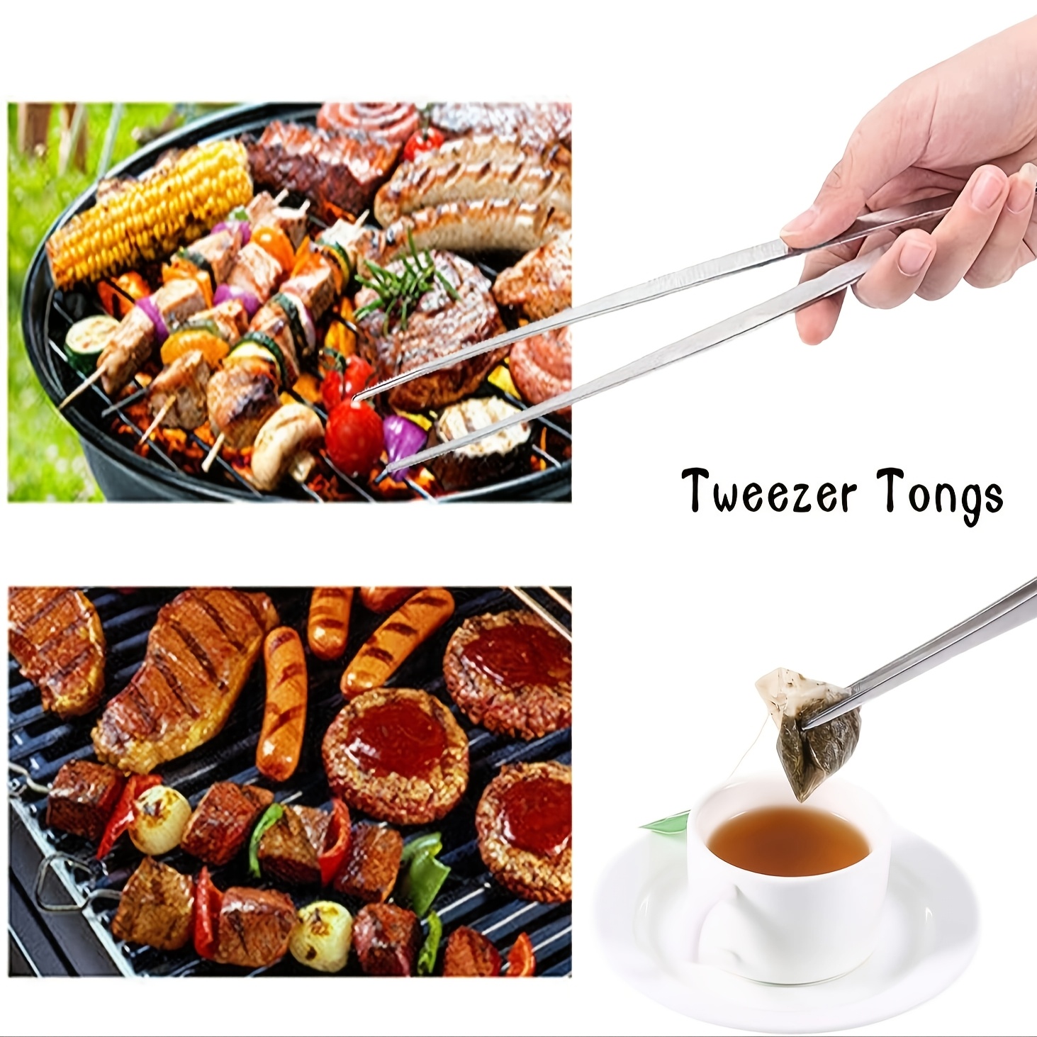 2pcs Stainless Steel BBQ Tongs - Durable Grilling Accessories with Serrated Edges & Ridges, Perfect for Flipping Burgers, Chicken Wings & More - Essential Outdoor Cooking Tools for Camping & Picnics, Grilling Accessories for Outdoor Grill