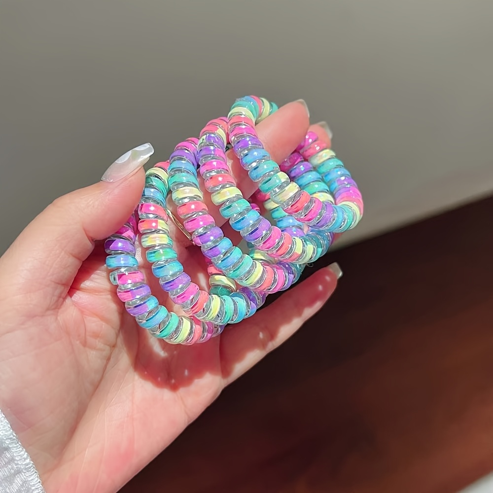 3pcs/5pcs/10pcs Pack Multicolor Dopamine Hair Ties with Glitter