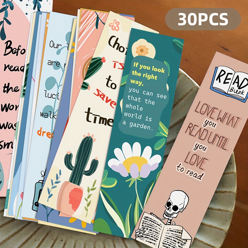 30pcs Of Decorative Bookmarks For Books, Perfect As Gifts, Featuring Reading Quotes